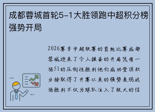 成都蓉城首轮5-1大胜领跑中超积分榜强势开局